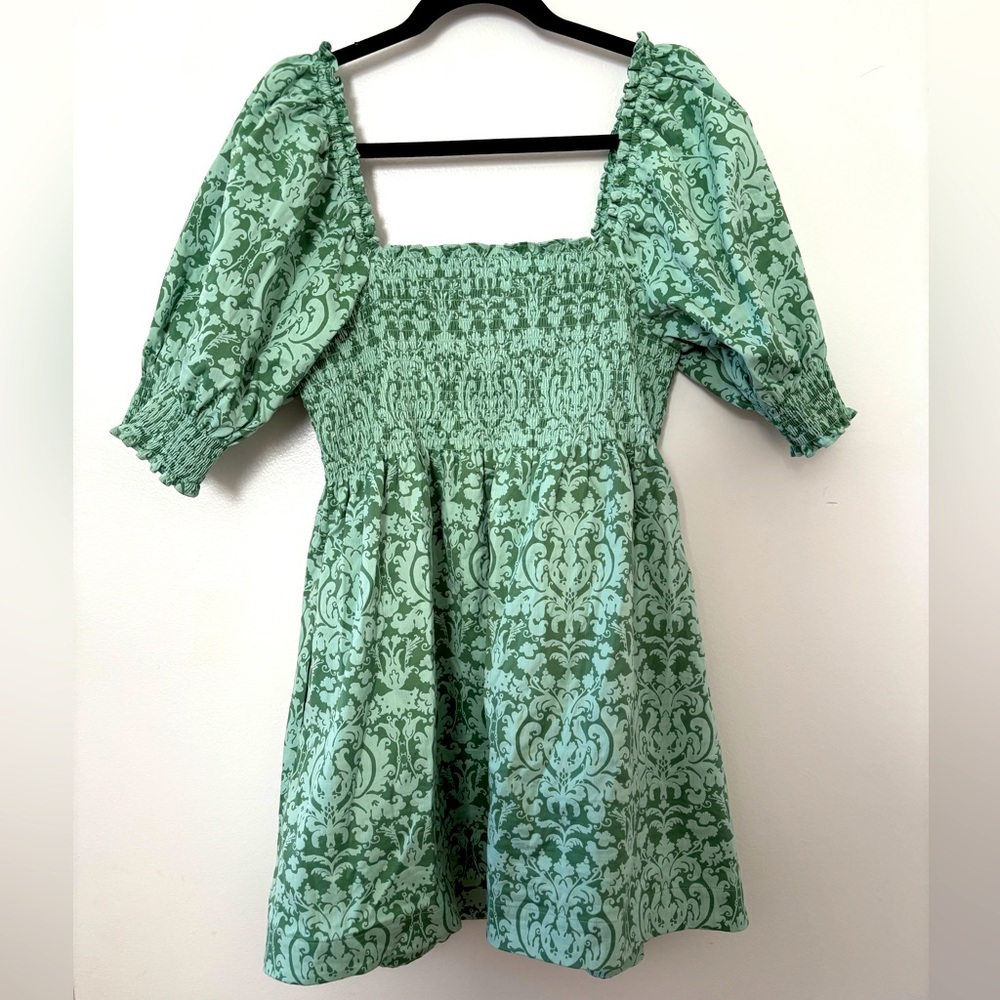 Hill House Home Athena dress in Green Jacquard Great Condition worn Once!